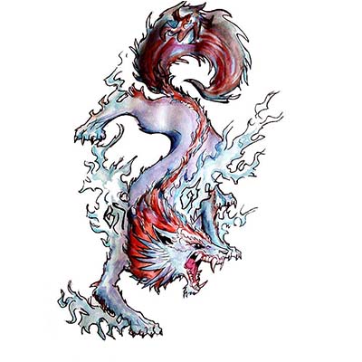 Colorful Wolf Design Water Transfer Temporary Tattoo(fake Tattoo) Stickers NO.11701